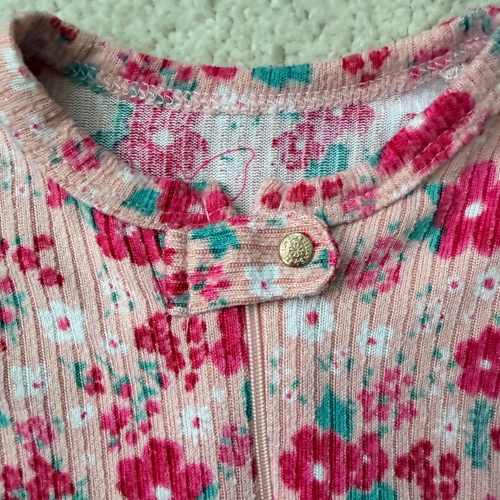 dELiA*s Pink and Red Floral Kids One Piece Footie - Picture 5 of 11